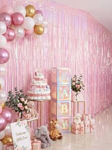 1/2 piezas Cortina con borlas rosas con láser, decoración de fondo para baby shower, decoración de fiesta con lazos rosas, cortina de fondo para fiesta de revelación de género, suministros para baby shower, decoración para despedida de soltera, decoración para el 1er cumpleaños de una niña, decoración colgante para cumpleaños, decoración para fiesta festiva, fondo para fiesta interior y exterior, celebración de revelación de género, utilería fotográfica, regalo para baby shower, suministros para fiesta de niños pequeños - Rosa - Ver 11