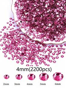 2mm-6mm 樹脂水鑽 平底鑽 玫瑰紅免加熱黏貼水晶鑽 DIY 手工用 適用杯子、瓶子、玻璃杯、衣物 散裝亮片水晶石 手作裝飾 個性化禮物 - 玫瑰紅 - 查看 12