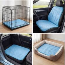 1PC Dog Cat Ice Silk Cooling Mat Summer Soft Cool Feel Pet Sleep Pad Breathable Mat For Floor Sofa Bed Crate Dog Cat Summer Cool Pad / Cool Touch Sleeping Mat - Blue - View 4