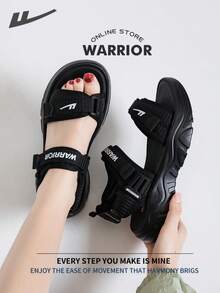 Warrior Summer Women's Sports Sandals Are Comfortable Soft Soled, Fashionable, Versatile, Low-Key Style, Casual, Outdoor Travel, Commuting, Multi Occasion Beach Walking Sandals - Black - View 1