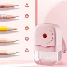 1pc Random Color Large Diameter Cute Morandi Color Series Hand Crank Rotating Pencil Sharpener Pencil & Colored Pencil Sharpener Stationery Eraser Tool Back To School Season Opening Season Graduation Season Gift - Multicolor - View 7