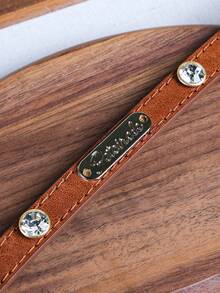 PETCIRCLE 1pc Pet Collar For Dogs And Cats, Small Dogs, Puppies, Teddy, Bichon, Pomeranian, Cute Casual Accessory Gold Label Collar - Multicolor - View 3