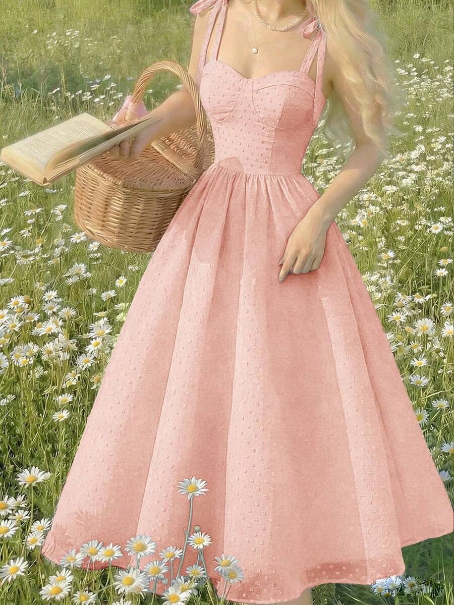 Women Midi Dresses - Pale Pink - View 1