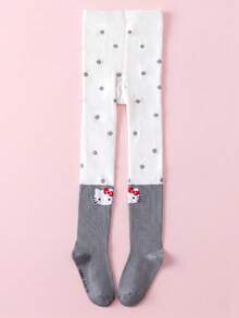 Noctvar OBM Sleepwear X Hello Kitty 1雙波點拼接Hello Kitty兒童褲襪，夏季透氣不勒腰女童學校/休閒打底褲，可愛貓咪緊身褲 - 彩色 - 查看 2