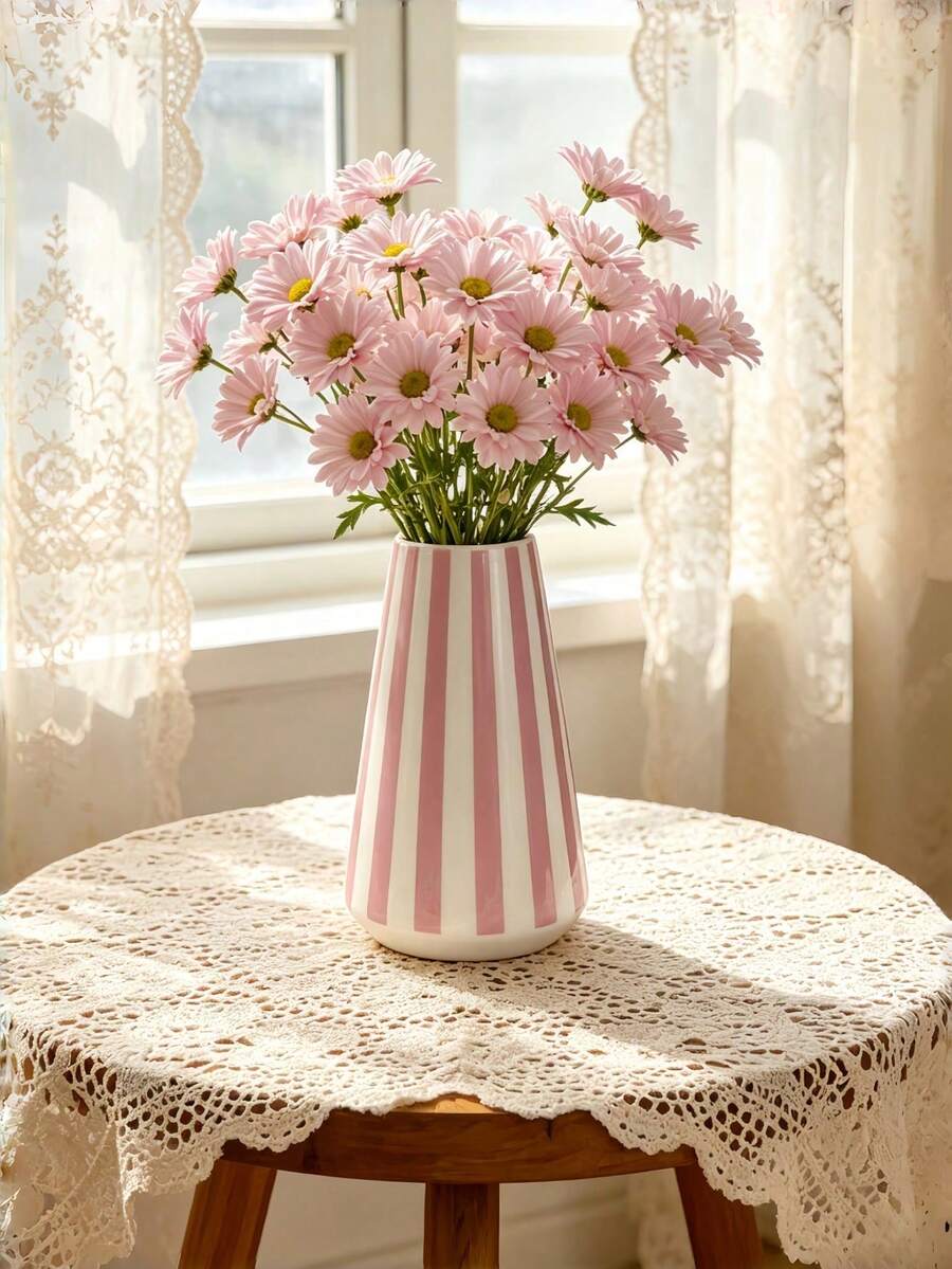 1件條紋花瓶,現代極簡居家裝飾,桌面中心裝飾品,美學房間飾品,客廳臥室辦公室裝飾花瓶,喬遷禮物 - 多色 - 查看 1