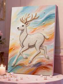 5D Running Deer Pearl Painting, Frameless Diy Handmade Pearl Painting Set, Suitable For Bedroom Decoration, Living Room Painting And Room Decoration. - A - View 9