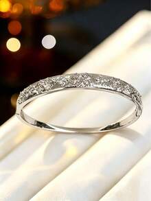 1pc Commuter Versatile Patterned Bangle, Office OL Low-Key Luxury Style, Unique Daily Jewelry Accessory - Bracelet - View 2