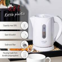 Adler Electric Kettle Mini Kettle Compact Kettle Cordless Kettle Water Boiler 0.8L 850W Boil-Dry Protection Auto Shut-Off Removable Lime Filter 360° Base Cord Storage White - EU E Type Plug(220-240V) - View 7