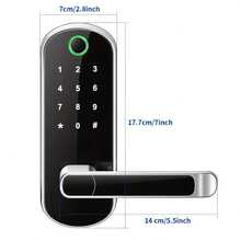 L.A.OL.A.U Smart Fingerprint Door Lock With Handle, Keyless Entry Electronic Door Handle Lock, Touchscreen Keypad, APP Control, RFID Card/Key Fob, Reversible Handle Installation, Suitable For Bedroom, Office, Apartment, Hotel And Home Environment - Multicolor - View 8