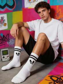 1/3 Pairs Of Men's Casual Mid-Calf Socks, Simple And Comfortable For Daily Wear, With A Unisex Design - Multicolor - View 3