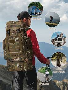 NEWHEY Mochila táctica de senderismo para exteriores de 80L – Bolsa de montañismo militar camuflada, impermeable, ajustable, gran capacidad para camping, escalada & deportes - Multicolor - Ver 3