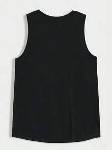 Men'S Sports Daily 100 Cotton Breathable Tank Top 180g Halloween Day Of The Dead Theme Classic Letter Pattern Printed Top Men'S Tank Top Breathable And Moisture Absorbing Fabric Suitable For All Seasons - Black - View 3