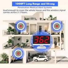 Office Desk Call BellsWireless Call Light System For Elderly - Call Bell System With 30 Hospice Call Buttons 1000ft Patient Alert Button With 1 Display Receiver For Healthcare Providers Nurses Station - 30 Buttons - View 5