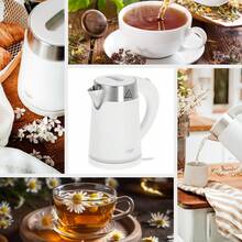 Adler Electric Kettle Mini Kettle Double Wall Kettle Compact Kettle 0.6L 800W Boil-Dry Protection Auto Shut-Off 360° Base Stainless Interior Cord Storage White - EU E Type Plug(220-240V) - View 6