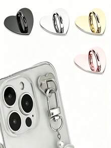 All-In-One Heart-Shaped Metal Phone Case Accessories - Heart-Shaped Hook, Phone Ring, Phone Keychain, Metal Phone Ring - Multicolor - View 1