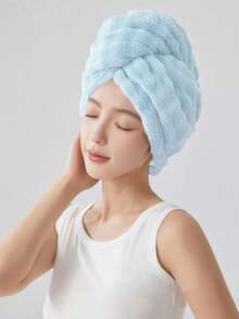 1pc Coral Fleece Thickened Absorbent Hair Drying Cap With Elastic Band, Minimalist Large Size Super Absorbent Hair Towel, Suitable For Long And Short Hair, Essential For Home Bath, Salon, Hotel, Sports, Women And Girls Quick Dry Hair Towel - Multicolor - View 6