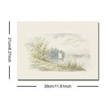 Bộ 1/2 tấm tranh in canvas phong cảnh đồng quê vintage mộc mạc có khung/không khung, hình cây cầu hồ trang trại phong cách Cottagecore, tranh treo tường trang trí hành lang lối vào, phòng khách, phòng ngủ, decor nhà hiện đại - A - Xem 13