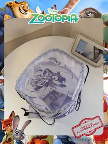 Disney 1個迪士尼動物方格城市正版印花抽繩背包，輕量尼龍運動袋，休閒收納袋，海灘袋，健身袋，時尚配件，適合女性/女孩/青少年，適用於學校、運動、旅行、日常使用 - 彩色 - 查看 5