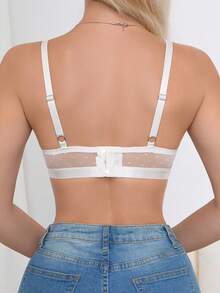 Hart & Haze Mesh Polka Dot Lace Nursing Bra, Shoulder Snap Feeding Design, Wireless Maternity Everyday Bra - White - View 5
