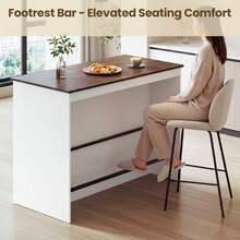 Kitchen Island With Storage, Kitchen Cabinet Island With Breakfast Bar, 3 Open Storage Shelves & Footrest, Multifunctional Sideboard For Kitchen, Dining & Living Room - Blanco - Ver 5