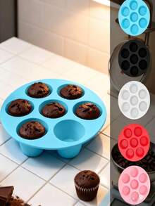 Silicone Cake Mold, Heat Resistant, Easy Release, Round 7-Cavity Home DIY Baking Mold - View 7