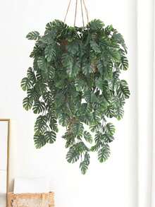 1pc Artificial Vine Plastic Ball-Shaped Leaf Bouquet Hanging Decoration Fake Leaves Autumn Decor Wedding Vase Home Restaurant Bedroom Decoration Holiday Birthday Party Accessories Outdoor Garden Decoration - Green - View 1