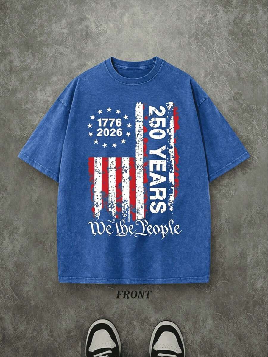 250Th Anniversary USA Shirts For Men American Flag T-Shirt 4Th Of July Shirt 250 Years Birthday Patriotic Tops Camisas Para Mujer Graphic Tees Cotton Tops Women Men Camisetas Para Mujer - Xám - Xem 1