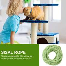 Cuerda de Sisal de 10M, marco de escalada para gatos, cuerda de cáñamo duradera, suministros para mascotas, rascadores de muebles, herramienta de juguete Diy para gatos, accesorios para gatos - Verde - Ver 6