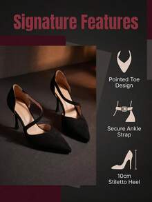 Women's Pointed Toe Stiletto Heel Hollow Design High Heel Pumps Solid Color Sexy PU Leather Cutout Party All Season - Black - View 7