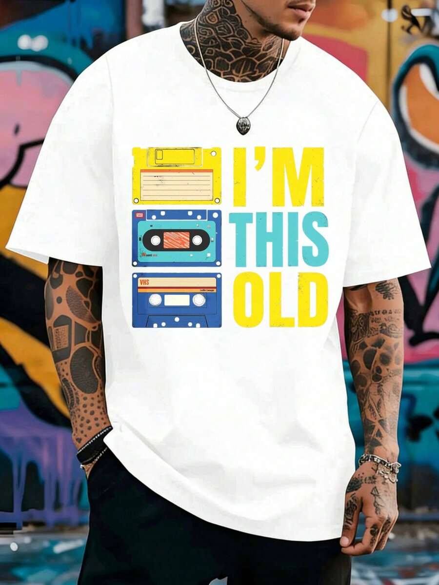 Compatible With Men's Casual Summer T-Shirt - With Round Neck And Print. - 白色 - 查看 1