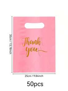 150pcs Pink Thank You Plastic Gift Bags Set - Durable, Fashionable, Reusable, 3 Sizes (Small, Medium, Large), Suitable For Retail Or Gift Shop Packaging, Gift Bags, Gift Wrapping, Fashionable Packaging, Sturdy Structure, Small Size With "Thank You" Design - Pink Thank You Gift Bag Set - View 10