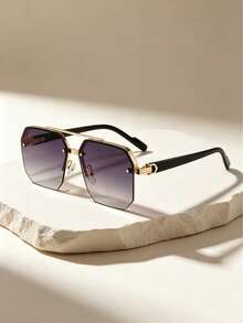 1 Pair Of Retro Double-Beam Aviator Fashion Glasses For Beach Vacations And Photoshoots - Multicolor - View 8