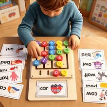 Montessori 5-Color Maze Spelling Word Moving Game, Color & Shape Matching Sliding Puzzle Educational Toy For Kids Boys Girls - Multicolor - View 8