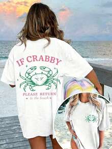1pcsWomen's If Crabby Please Return To The Beach Salty Graphic T-Shirt 100% Cotton Double-Sided Print Oversized Casual Summer Tops |   Summer Clothes |   Vacation OutfitsSoft Whale Shark Isaiah 43:2 Bible Verse Ocean Print Casual Summer T-Shirt  Summer Tops - 白色 4 - 查看 11