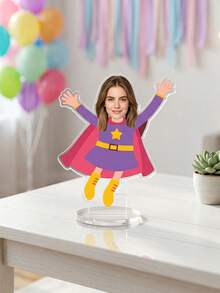 1pc Custom Photo Superhero Acrylic Standee, Custom Photo Hero Stand For Kids Birthday Party Decorations,Unique Birthday Gift For Superhero Lovers And Kids,Cute Desktop Decor For Kids Room - Multicolor - View 12