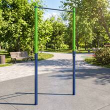 GOFLAME In-Ground Pull Up Bar Metal Pull Up Bar Station 5 Adjustable Heights Fitness Equipment For Backyard 110 Kg Capacity - Blue - View 8