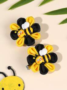 2 chiếc kẹp tóc côn trùng & hoa dễ thương, phụ kiện tóc mini ong & bọ rùa đáng yêu cho bé gái - Nhiều màu - Xem 3