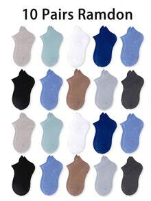 10 paia di calzini corti di colore unito per neonati, adatti per l'uso quotidiano, calzini unisex per bambini piccoli, comodi e traspiranti, schema di colori nero e bianco. - Multicolore - Visualizzare 6