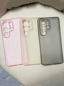 極簡親膚感半透明磨砂霧面手機殼，適用於 Galaxy S26Ultra S25Ultra S26Plus S24Ultra S23Ultra S25 S24 Plus S26 S25 S24 S23，簡約果凍色防震防摔軟殼背蓋 - 透白色 - 查看 3
