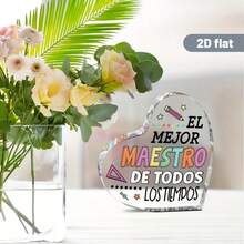[Graduation Appreciation Memorial] "Best Teacher" Acrylic Decor In Spanish, Colorful Heart-Shaped Transparent Design, Graduation Gift From Students To Homeroom Or Subject Teachers - 1PC - View 5