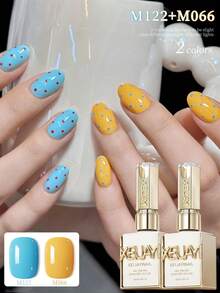 XEIJAYI 2 Colors 15ML New Blue & Yellow Nail Gel, Semi-Permanent Nail Salon UV LED Soak-Off Nail Gel, Suitable For Spring & Summer - Multicolor - View 1