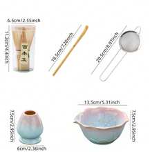 1pc/5pcs/7pcs Gradient Lotus Spout Matcha Tea Set, Includes Matcha Bowl, Matcha Whisk, Tea Strainer, Matcha Cup, Stirrer, Tea Spoon, Tea Bowl Set, Matcha Preparation Tools, Dessert & Drink Making Tools, Back To School Set, Holiday Gift Set - Multicolor - View 4
