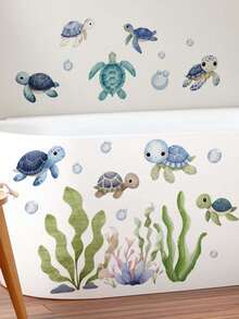 1pc Ocean Series Wall Sticker, Colorful Marine Animals, Suitable For Creating Underwater Theme Rooms, Early Education Institutions, And Children's Playgrounds Decoration. Waterproof, Oil-Resistant, Removable And Self-Adhesive PVC Sticker, Ocean Style Wall Decor For Children's Room And Bathroom. - Wall Stickers - View 8