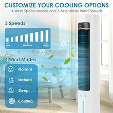 Tower Fan Aroma Function With Ice Crystal Box Remote Control 6.5 M/S 3 Speeds 4 Modes 12 Timers 50° Oscillation Pedestal Fan Cooling Humidification Sleep Function For Bedroom - 查看 7