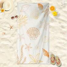1pc Portable Foldable Accessory With Tropical Shell And Starfish Pattern, Suitable For Travel, Pool, Yoga, Bathroom And Beachside - A - View 1