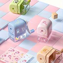 1pc Random Color Large Diameter Cute Morandi Color Series Hand Crank Rotating Pencil Sharpener Pencil & Colored Pencil Sharpener Stationery Eraser Tool Back To School Season Opening Season Graduation Season Gift - Multicolor - View 10