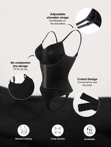 Women's Fashion Waist Shaping Slightly Adjustable Single-Breasted Bodysuit - Fully Envelops Fat To Create A Perfect Figure - Black - View 5