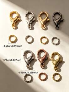 1 Box 500pcs Mixed Color Alloy Lobster Claw Clasps And Jump Rings Jewelry Making Accessories Set, Includes 400pcs Open Jump Rings And 100pcs Lobster Clasps, Suitable For DIY Jewelry Making, Handmade Beading, Necklace Connector Rings, Bracelet & Anklet Connectors, Earring Open Rings, Bag Charm Chain Clasps, Phone Keychain Closure Rings - 1 Box Of Mixed-color Lobster Buckles and Rings - View 5