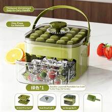 1 pieza Molde de bandeja de cubitos de hielo tipo presión, fabricador de bolas de hielo, caja de almacenamiento de hielo de gran capacidad para refrigerador del hogar - Multicolor - Ver 16