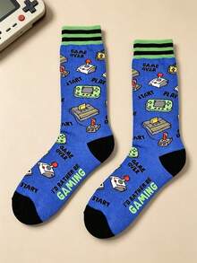 1/3/5 pares de calcetines de media caña con tema de juegos retro para hombres, suaves, absorbentes de sudor, resistentes al olor, regalo divertido, uso diario, adecuados para verano y otoño - Multicolor - Ver 2